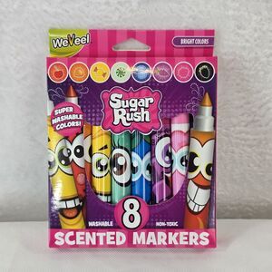 2014 WeVeel Sugar Rush 8 Scented Markers Bright Colors Washable Non Toxic